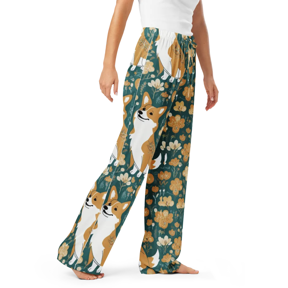 Marigold Corgi on Women's Pajama Pants — Right Front