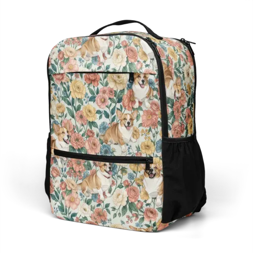 Garden Corgi on a Utility Backpack