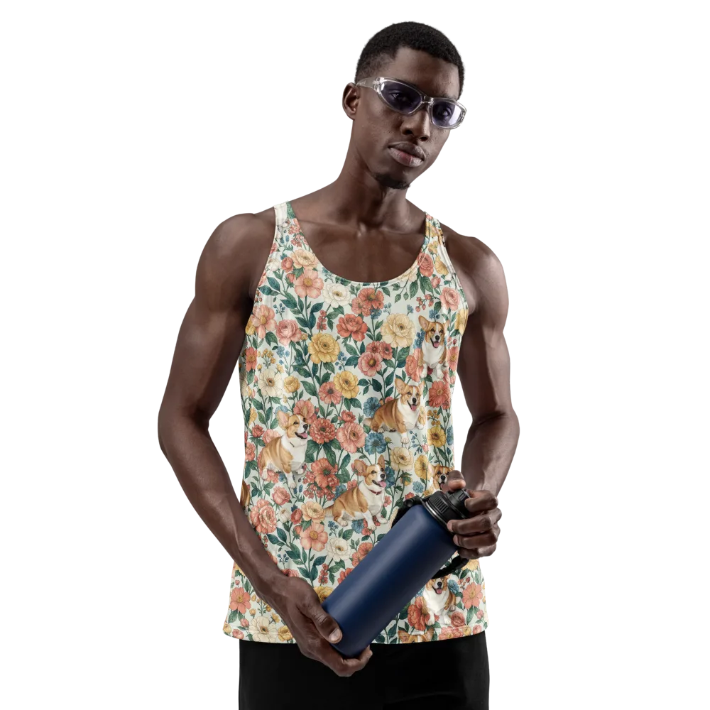 Garden Corgi on Men's Tank Top — Front