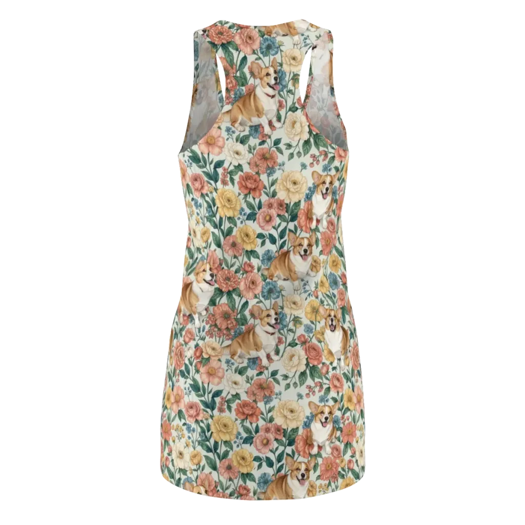 Garden Corgi on Racerback Dress — Back