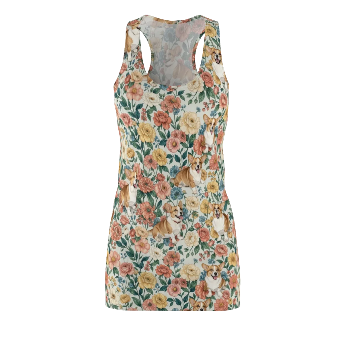 Garden Corgi on Racerback Dress — Front