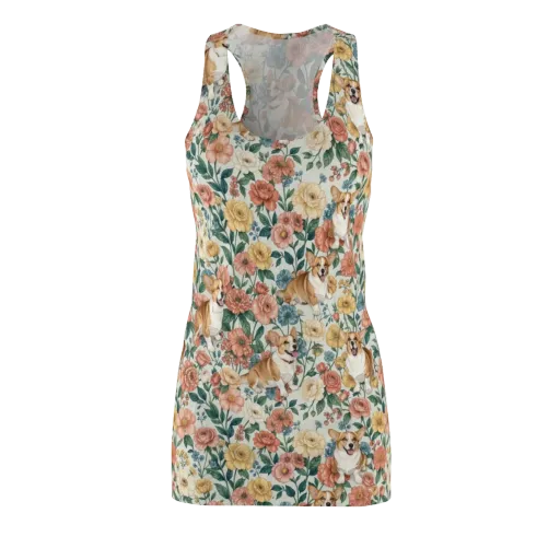 Garden Corgi on a Racerback Dress