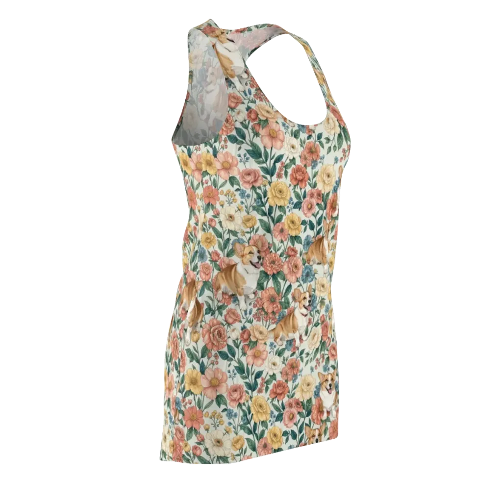 Garden Corgi on Racerback Dress — Front Side