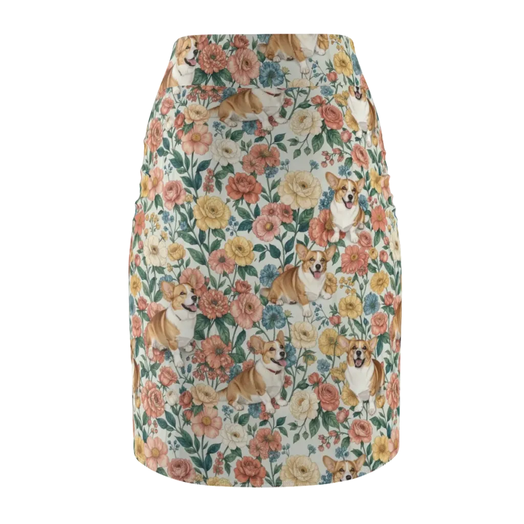 Garden Corgi on Pencil Skirt — Back