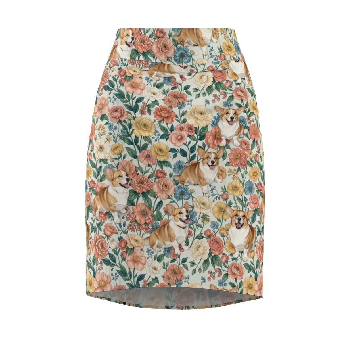 Garden Corgi on Pencil Skirt — Front