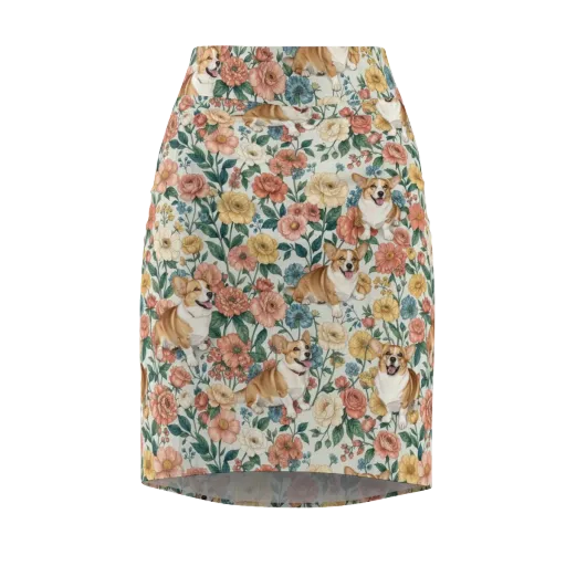 Garden Corgi on a Pencil Skirt
