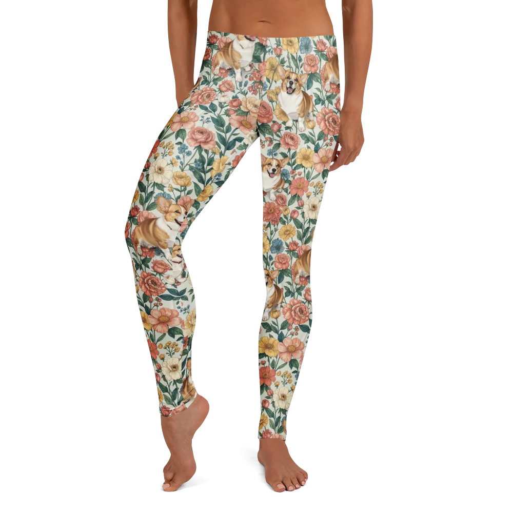 Garden Corgi on Leggings — Front