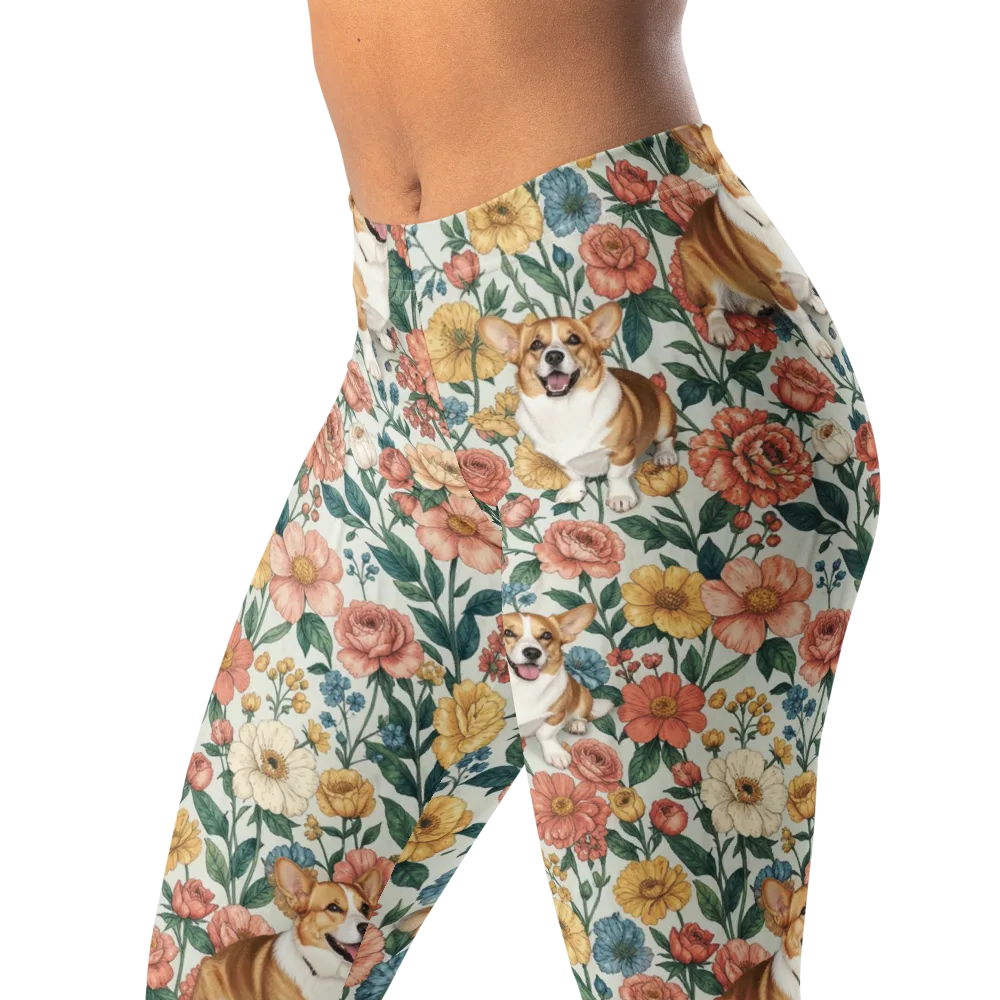 Garden Corgi on Leggings — Left Front