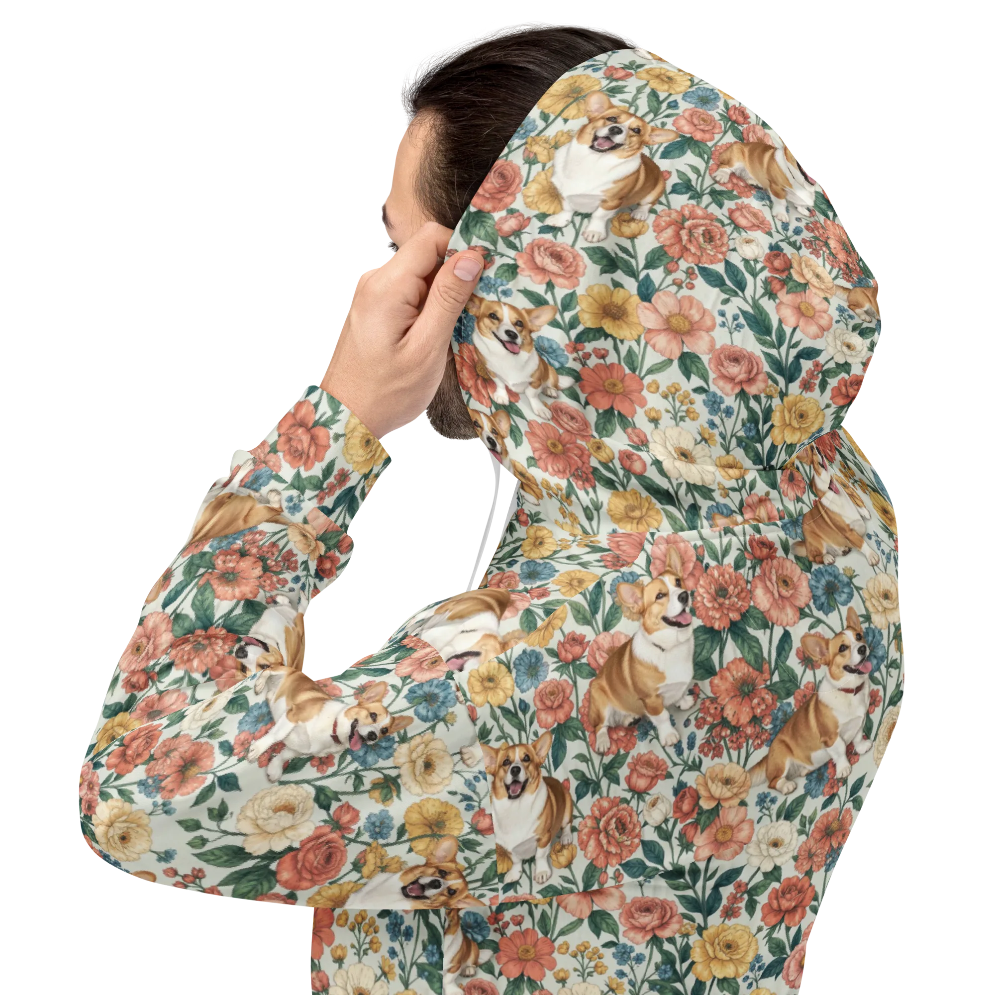 Garden Corgi on Hoodie — Back