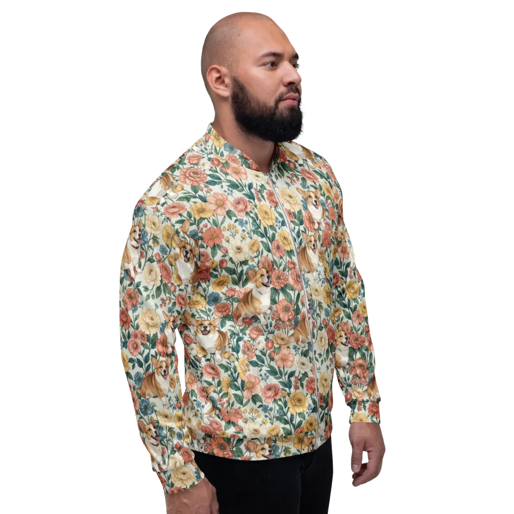 Garden Corgi on Bomber Jacket — Right