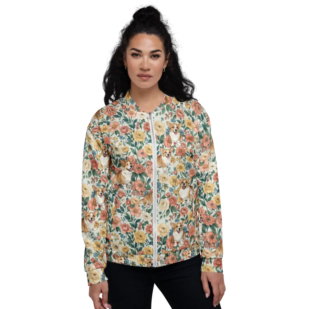 Garden Corgi on Bomber Jacket — Front