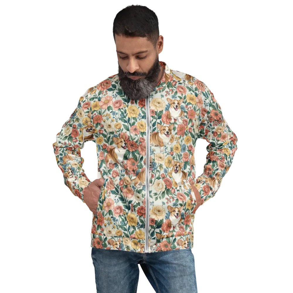 Garden Corgi on Bomber Jacket — Front