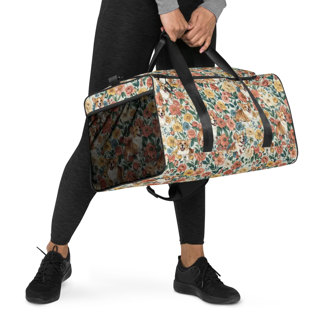 Garden Corgi on Duffle Bag — Right Front