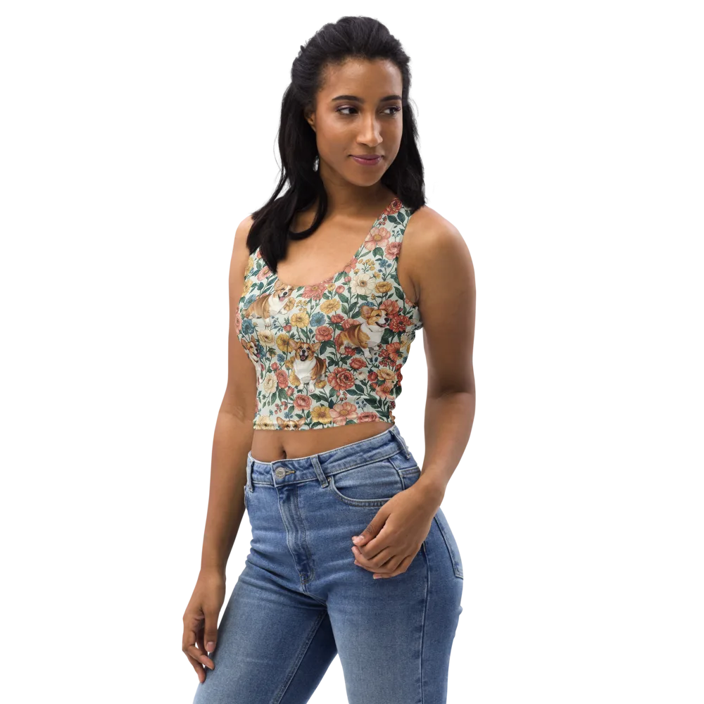 Garden Corgi on Crop Top — Left Front