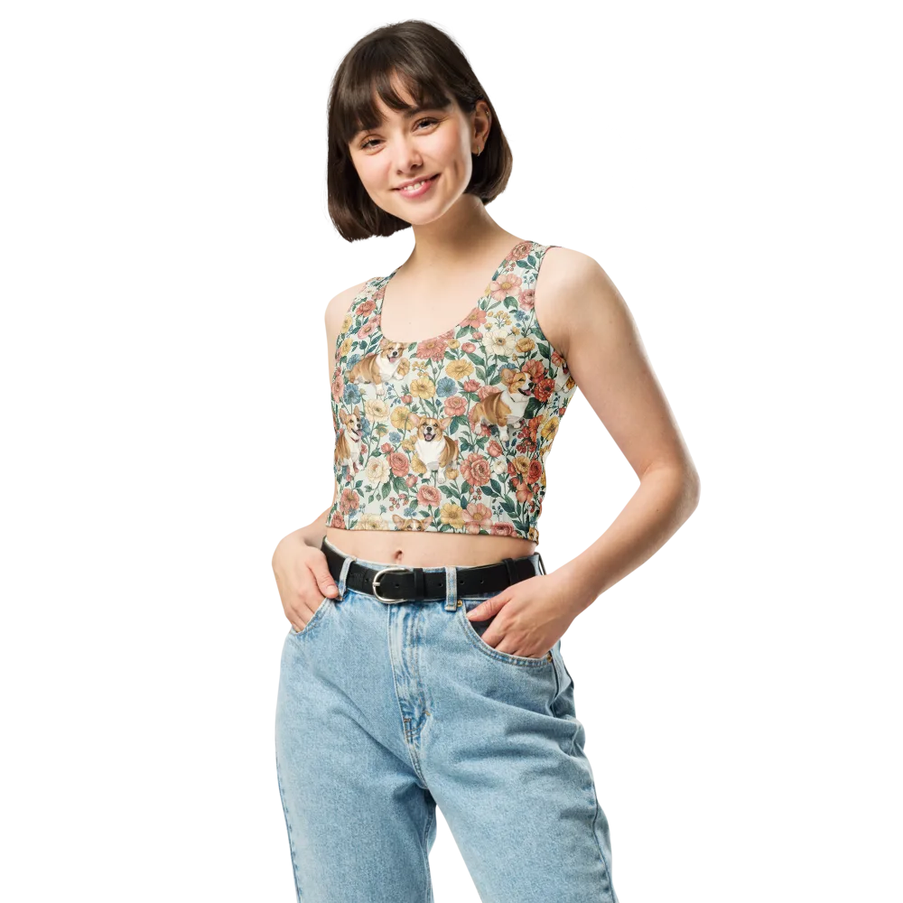 Garden Corgi on Crop Top — Front
