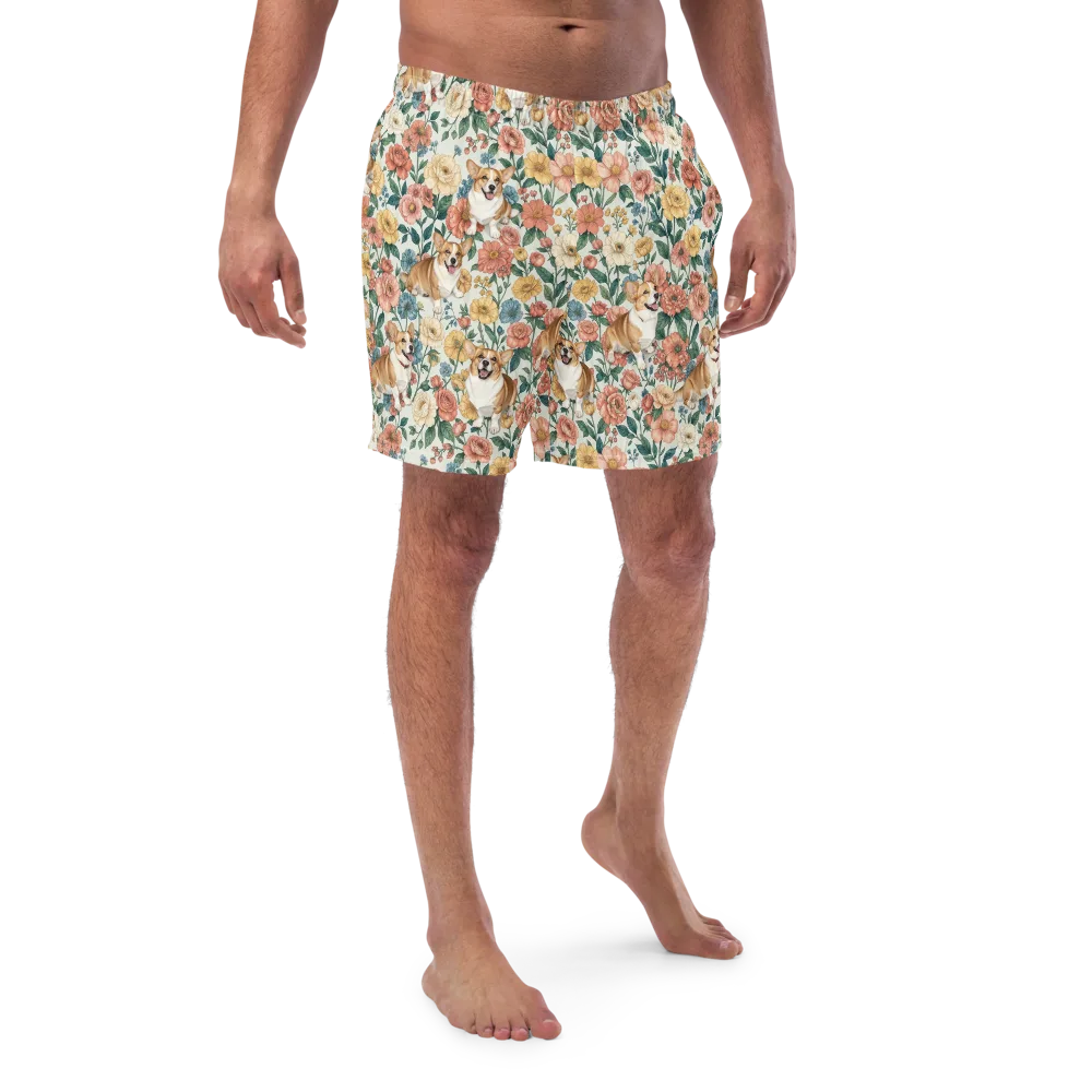 Garden Corgi on Swim Trunks — Front