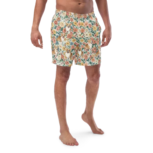 Garden Corgi on a Swim Trunks