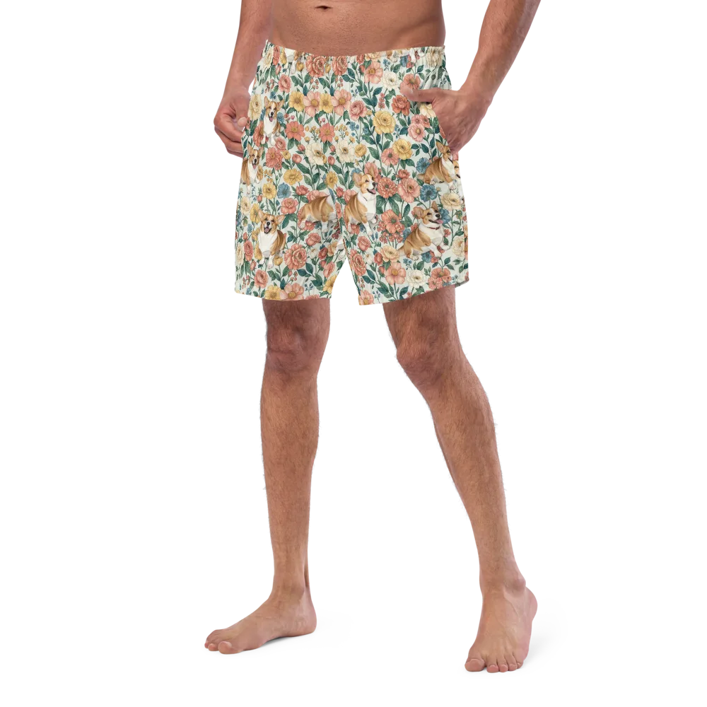 Garden Corgi on Swim Trunks — Left Front