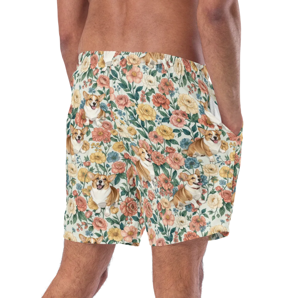 Garden Corgi on Swim Trunks — Right Back