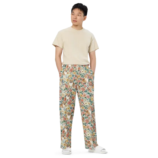 Garden Corgi on a Wide-Leg Pants
