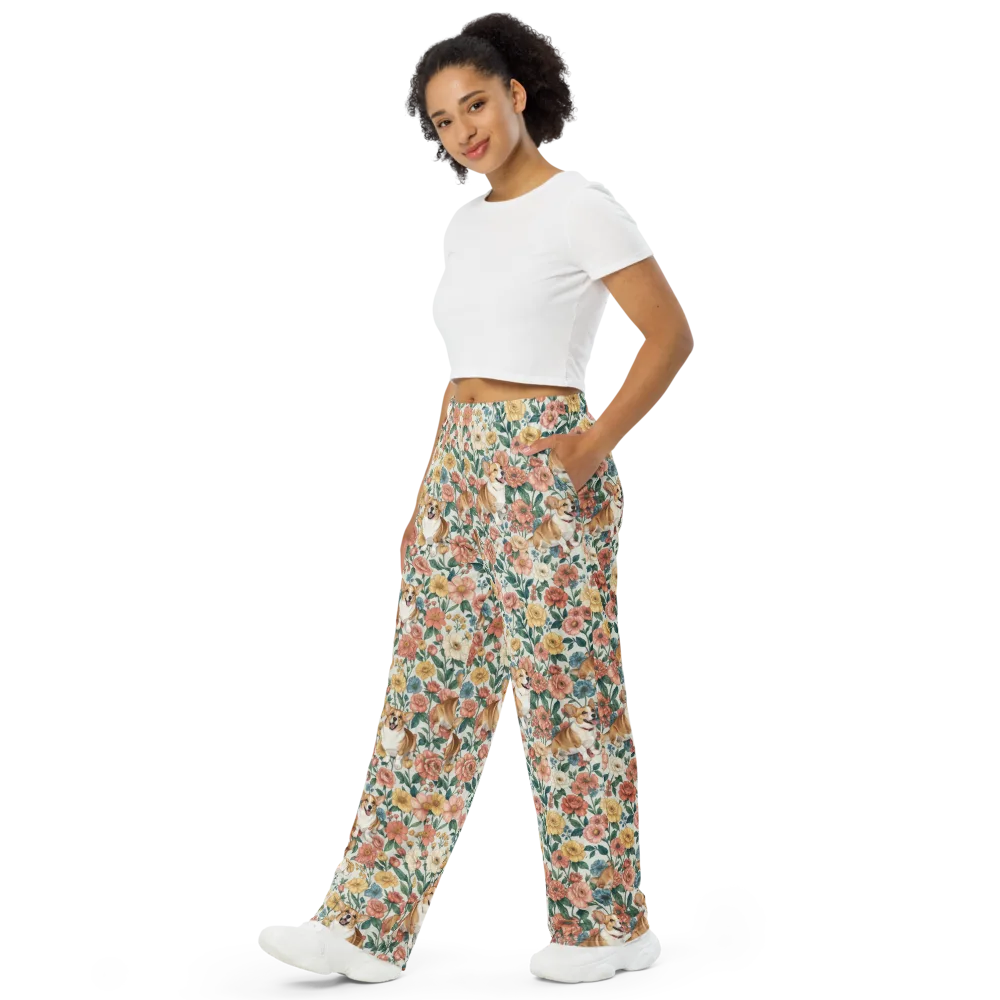 Garden Corgi on Wide-Leg Pants — Left Front