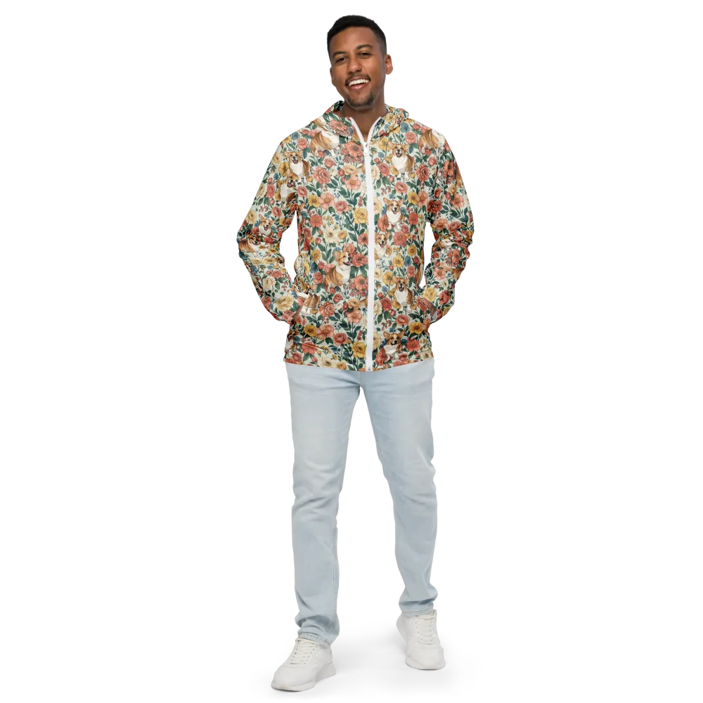 Garden Corgi on Men's Windbreaker — Front