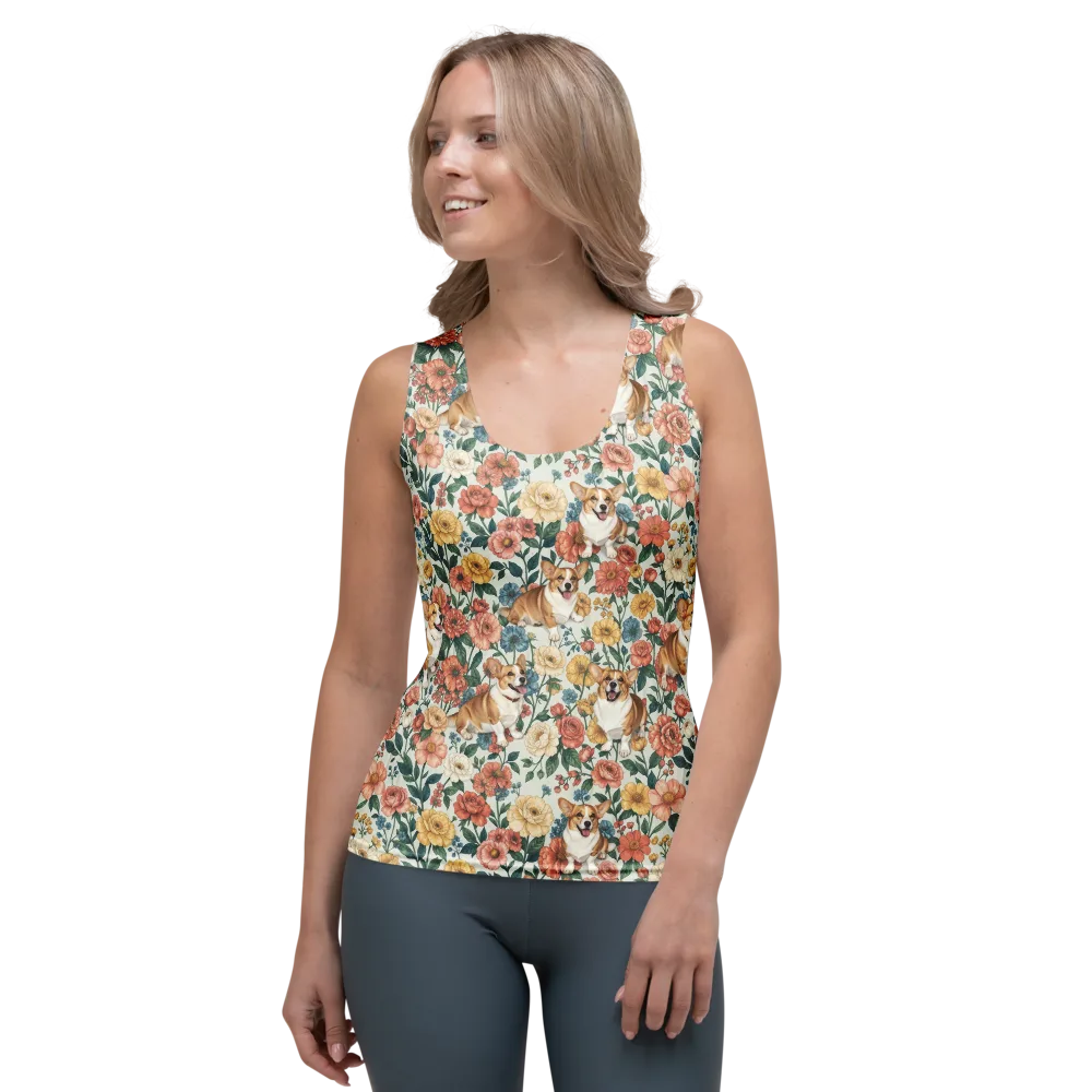 Garden Corgi on Women's Tank Top — Front