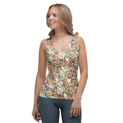 Garden Corgi on a Women's Tank Top
