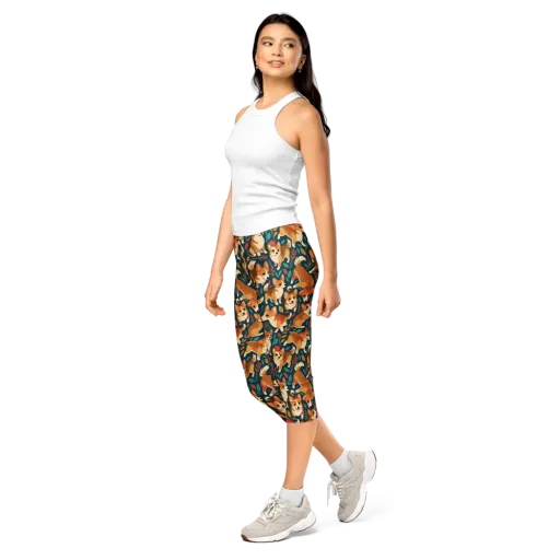 Woodland Corgis on a Capri Leggings