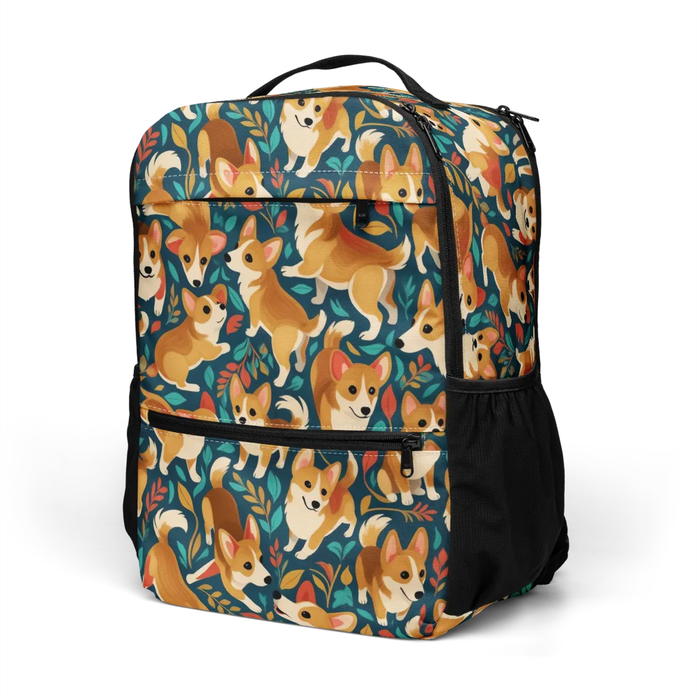 Woodland Corgis on Utility Backpack — Left Front