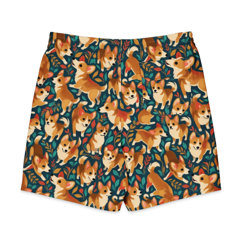 Woodland Corgis on Men's Board Shorts — Back