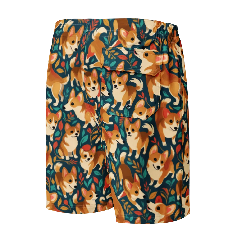 Woodland Corgis on Men's Board Shorts — Back