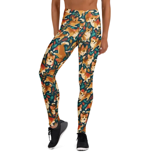 Woodland Corgis on a Yoga Leggings