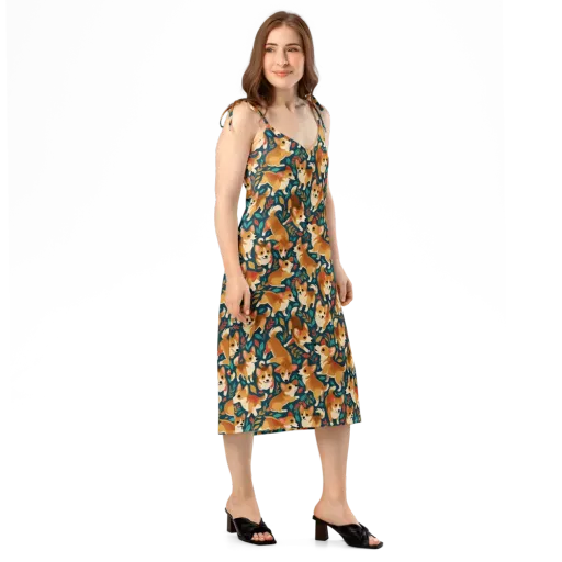 Woodland Corgis on a Slip Dress