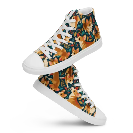 Woodland Corgis on a Women's High Top Canvas Shoes