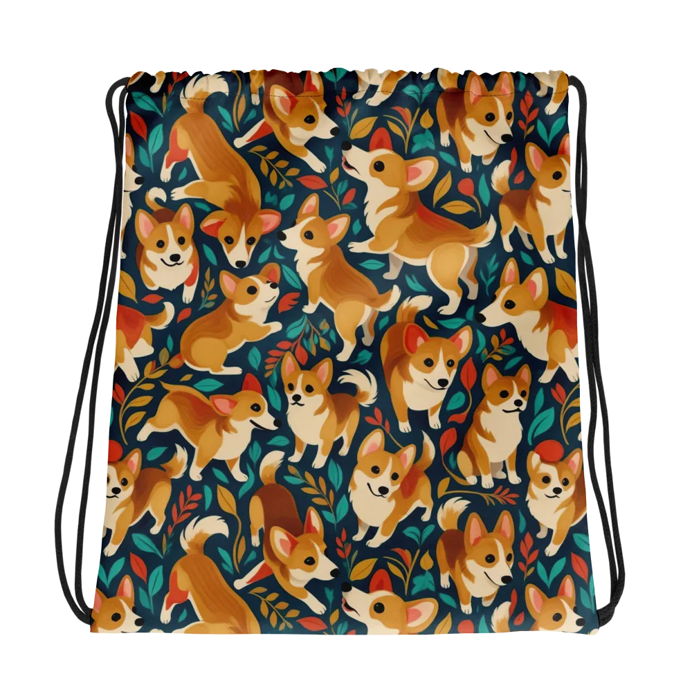 Woodland Corgis on Drawstring Bag — Photo