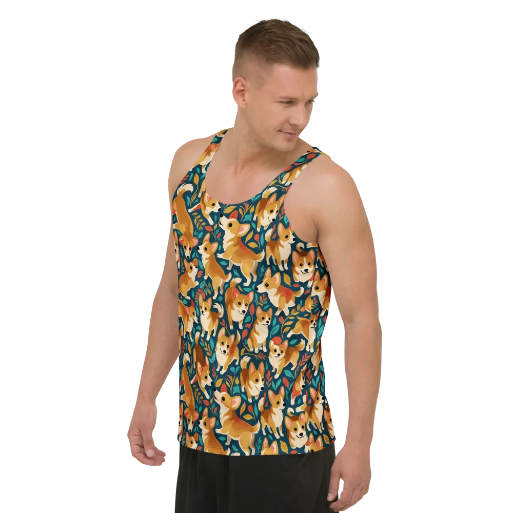 Woodland Corgis on Men's Tank Top — Left Front