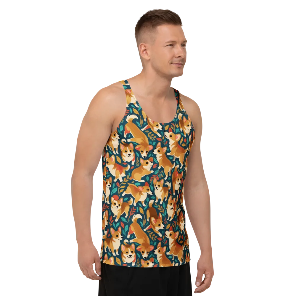 Woodland Corgis on Men's Tank Top — Right Front