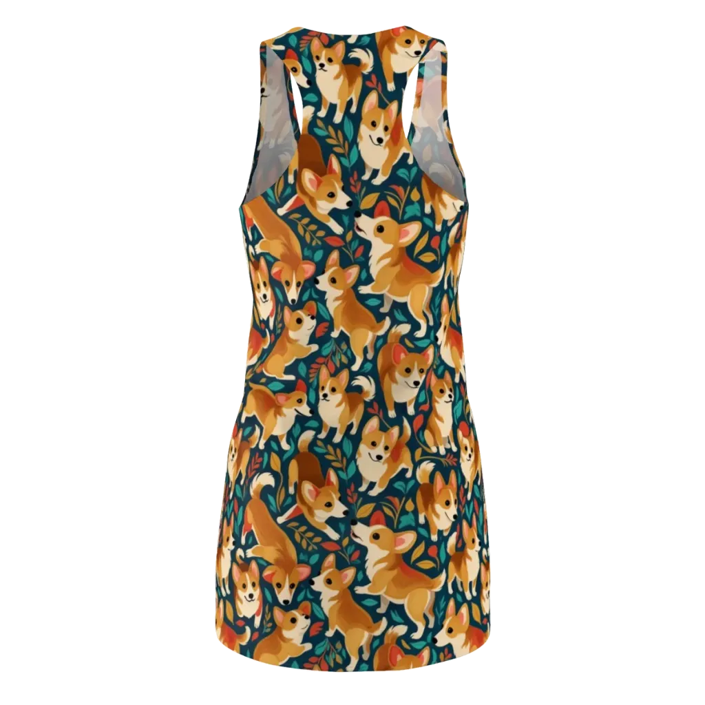 Woodland Corgis on Racerback Dress — Back