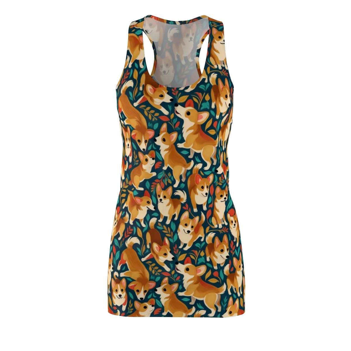 Woodland Corgis on Racerback Dress — Front