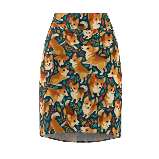 Woodland Corgis on a Pencil Skirt