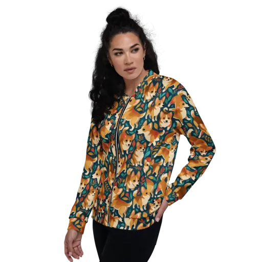 Woodland Corgis on a Bomber Jacket