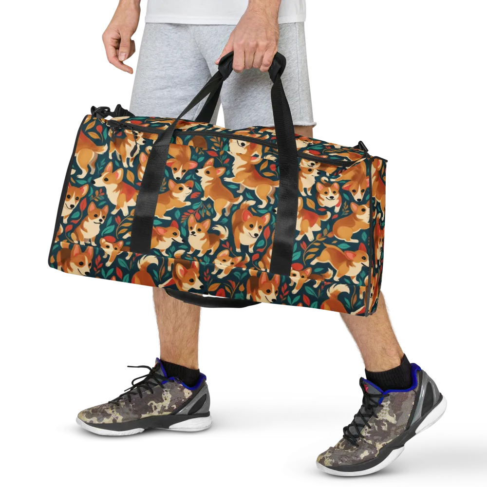Woodland Corgis on Duffle Bag — Front