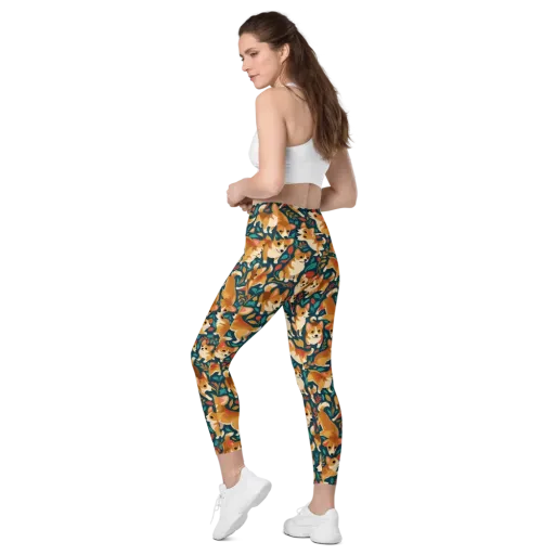 Woodland Corgis on a Leggings with Pockets