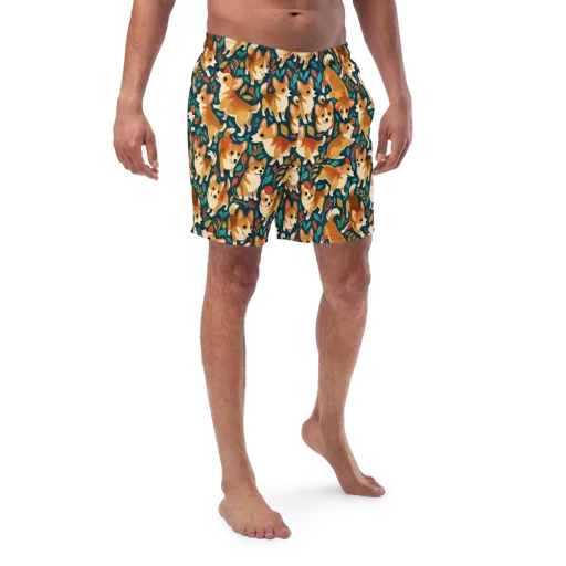 Woodland Corgis on a Swim Trunks