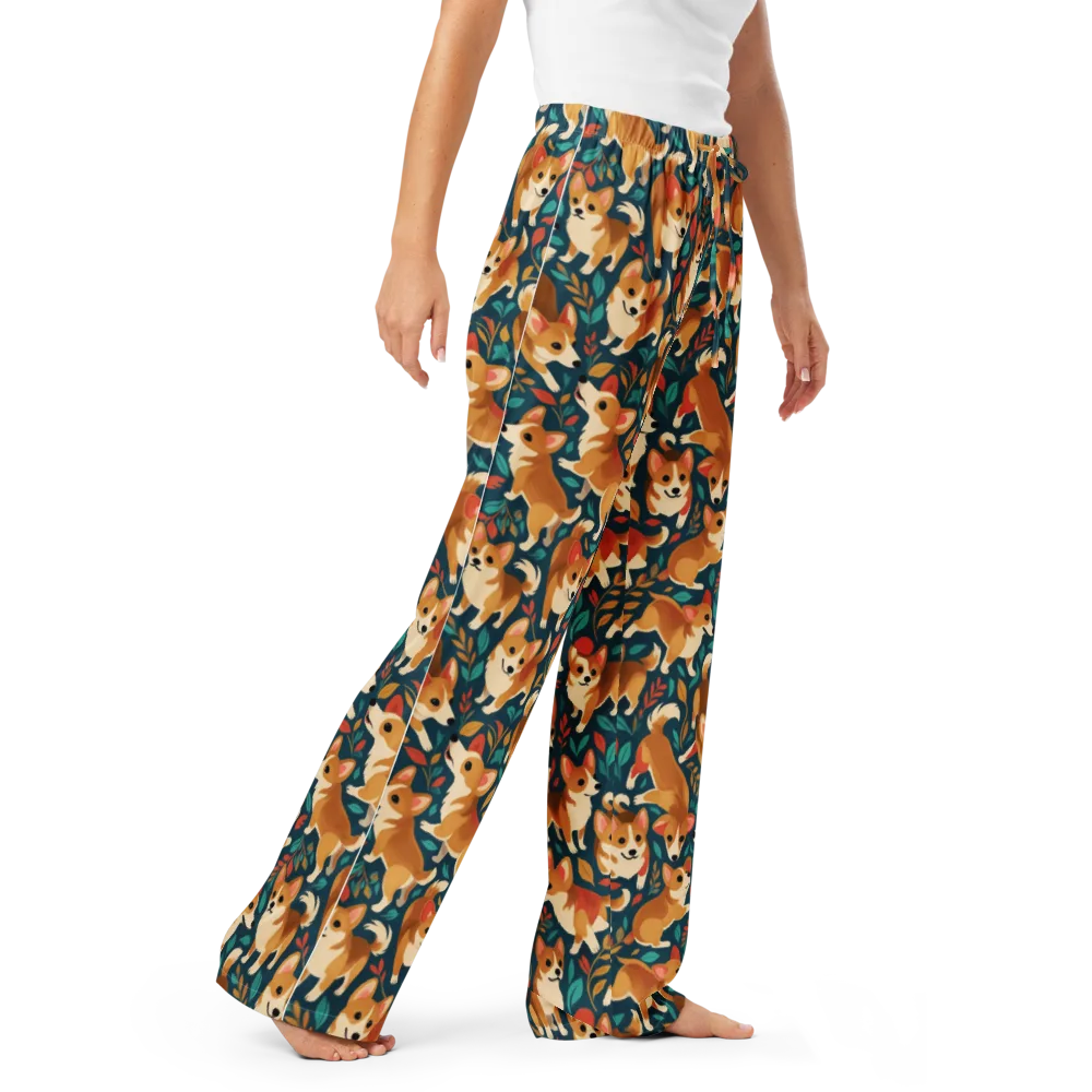 Woodland Corgis on Women's Pajama Pants — Right Front