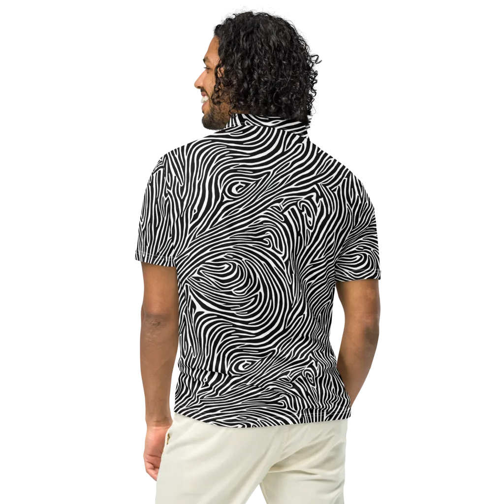 Zebra Current on Men's Slim Fit Polo Shirt — Back