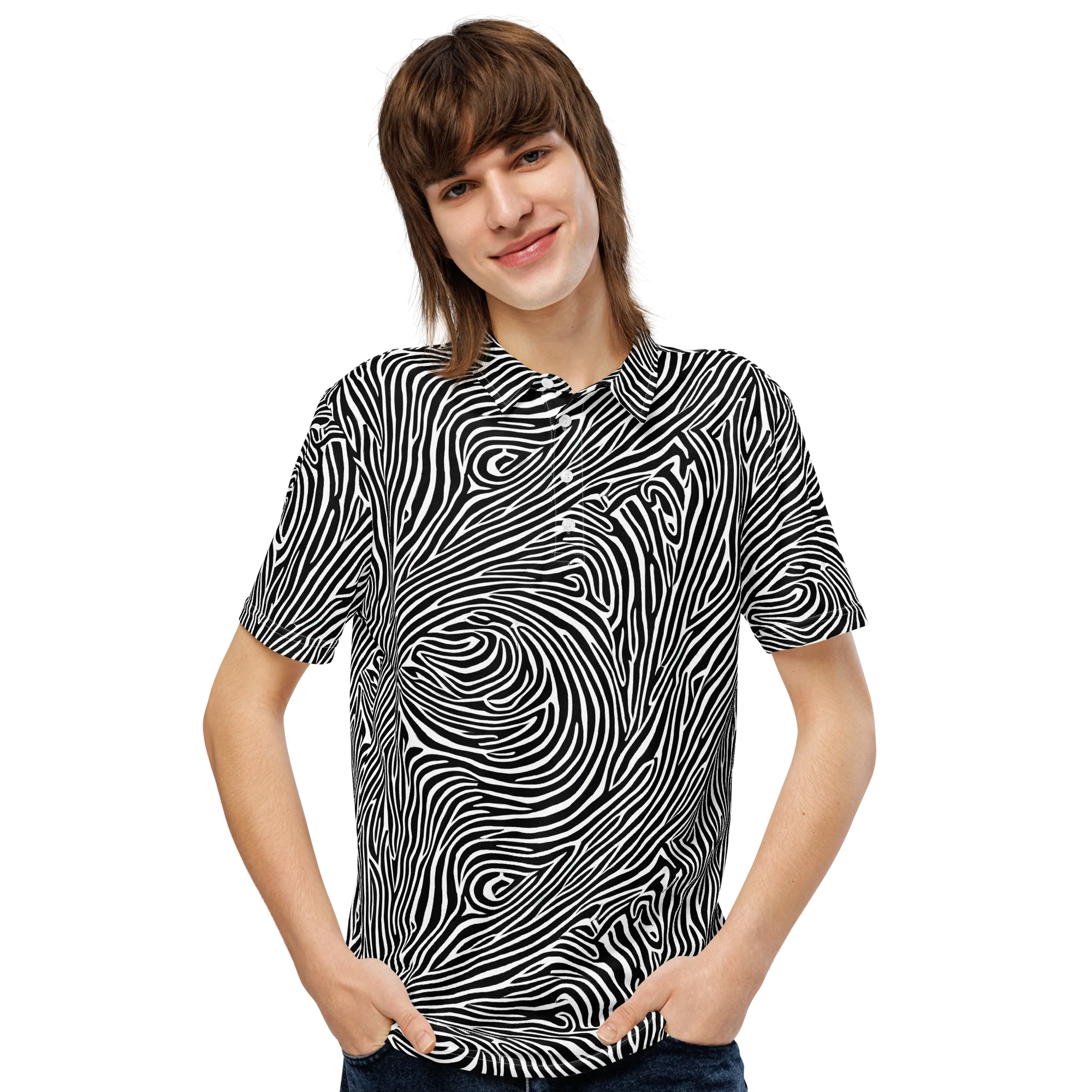 Zebra Current on Men's Slim Fit Polo Shirt — Front