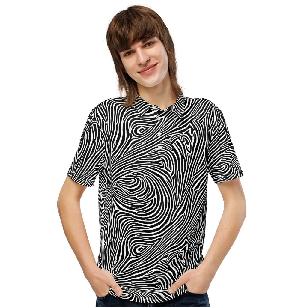 Zebra Current on Men's Slim Fit Polo Shirt — Front