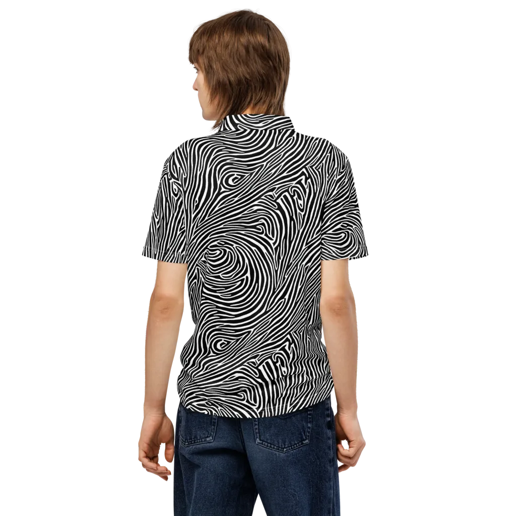 Zebra Current on Men's Slim Fit Polo Shirt — Back